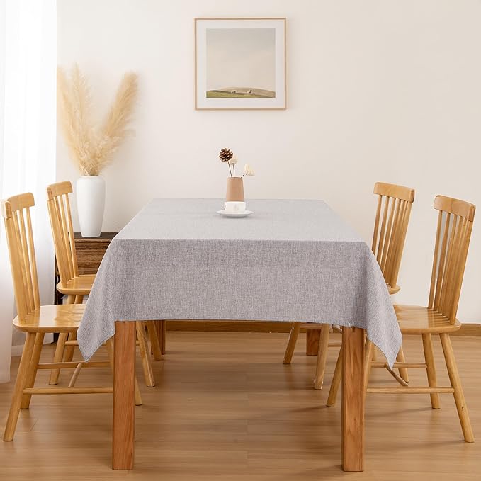 Hiasan 2 Pack Faux Linen Rectangle Tablecloth - Wrinkle and Stain Resistant Washable Table Cloth for Kitchen Dining Room Holiday Table Cover for Party Dinner, Stone, 30 x 60 Inch