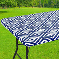Smiry Rectangle Table Cloth Cover, Waterproof Elastic Fitted Picnic Tablecloth for 4 Foot Tables, Wipeable Flannel Backed Vinyl Tablecloths for Camping, Dining, Outdoor (Navy, 30" x 48")
