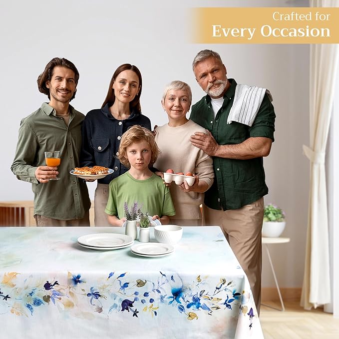 Maison d' Hermine Table Cloth Square Table 100% Cotton 54 x 54 Inches Tablecloth Reusable Decorative for Dining Room Farmhouse Home Valentines Day Decorations Spring Summer - Lazy Summer Days