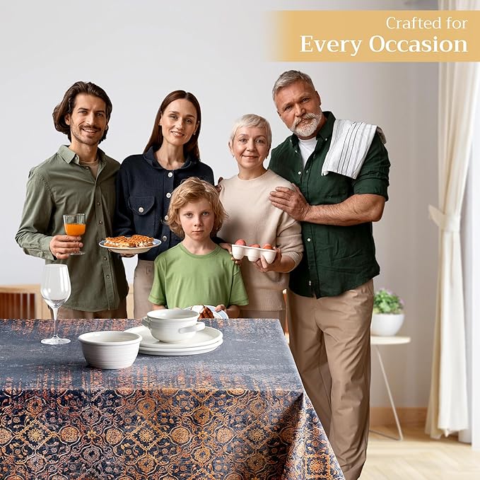 Maison d' Hermine Table Cloth Rectangle Table 100% Cotton 60 x 108 Inches Fall Tablecloth Reusable Everyday Use for Thanksgiving Christmas Decorations Dining Farmhouse Party (Imperfection)