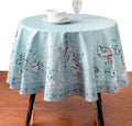 Maison d' Hermine Premium Table Cloth Round Table 100% Combed Cotton 70" Diameter Inches Tablecloth Reusable Decorative for Dining Room Home Party Festive Wedding - Peacock Utopia - Pastel Turquoise