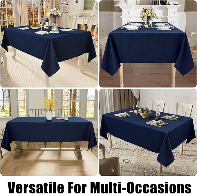 Smiry Square Table Cloth Linen Textured, Waterproof Spillproof Anti-Wrinkle Burlap Tablecloth, Washable Decorative Fabric Table Cover for Dining, Party, Banquet, 54 x 54 Inch, Navy