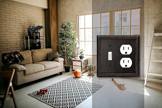 Henne Bery Sunken Pearls Decorative Wall Plate Switch Plate Outlet Cover (Toggle/Duplex, Aged Bronze)