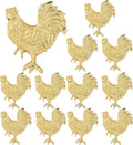 CLEENTABLE Napkin Rings Set of 12, Metal Napkin Holder Cuffs for Dinner Table Décor, Thanksgiving Rooster Farmhouse Modern Serviette Rings for Christmas, Weddings, Receptions, Gold