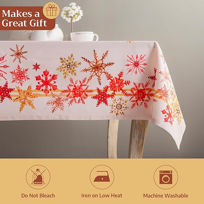 Maison d' Hermine Table Cloth Rectangle Table 100% Cotton 60 x 108 Inches Fall Tablecloth Reusable Everyday Use for Thanksgiving Christmas Decorations Dining Farmhouse Party (Crystal Star)
