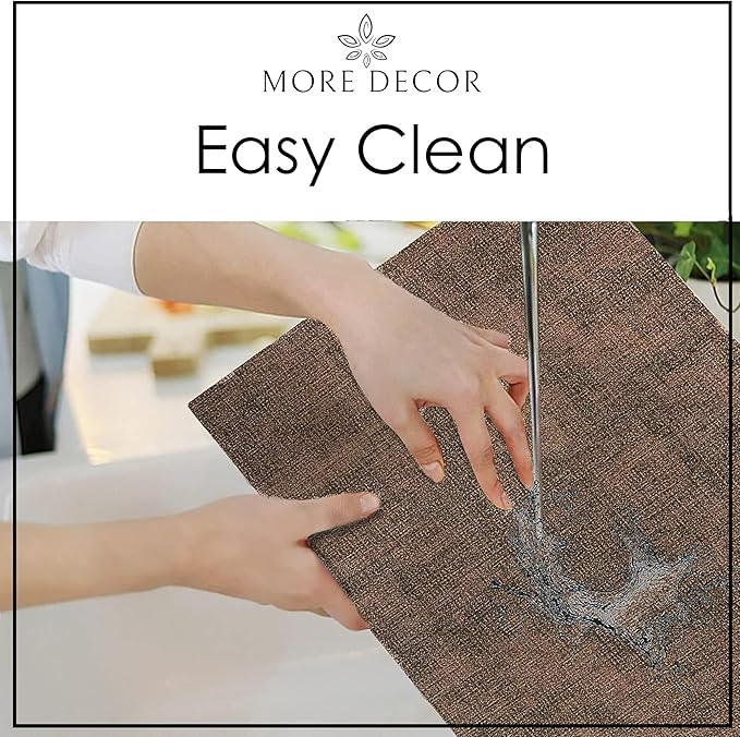 More Décor Faux Leather Placemats Set of 4 for Dining Table – Waterproof, Wipeable, Washable, Stain & Heat Resistant, Non-Slip Table Mats – 12 X 17 Inch, Brown