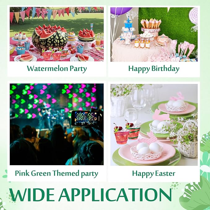 Gejoy 9 oz Rimmed Swirl Plastic Cups Disposable Wine Drinking Cups Clear Elegant Halloween Tumblers for Christmas Party Supplies(Pink, Green,50 Pcs)