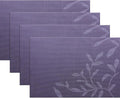 Leaf Placemats Set of 4 Non-Slip Heat-Resistant Vinyl Washable Place Mats for Kitchen Table Indoor Outdoor Durable (18"x12", Purple)