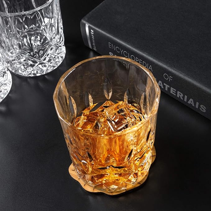 KANARS Whiskey Glasses Set of 6 with Elegant Gift Box,10 Oz Premium Old Fashioned Crystal Glass Tumbler for Liquor, Scotch, Cocktail or Bourbon Drinking, Gifts for Birthday Thanksgiving Christmas