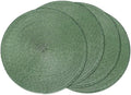AHHFSMEI Round Braided Placemats 15 Inch Round Table Mats for Dining Tables Natural Woven Heat Resistant Place mats Set of 4 (Olive Green,4)