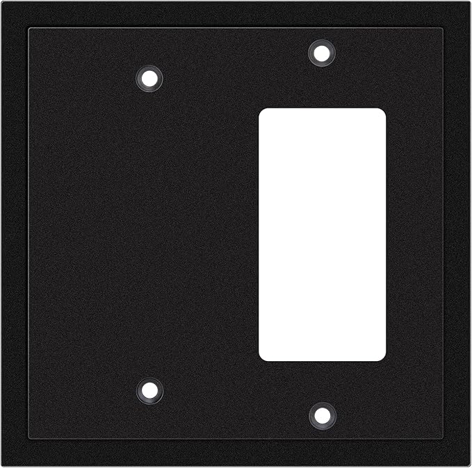 Henne Bery Modern Edge Decorative Wall Plate Switch Plate Outlet Cover, Durable Solid Zinc Alloy (Blank/Decorator, Matte Black)