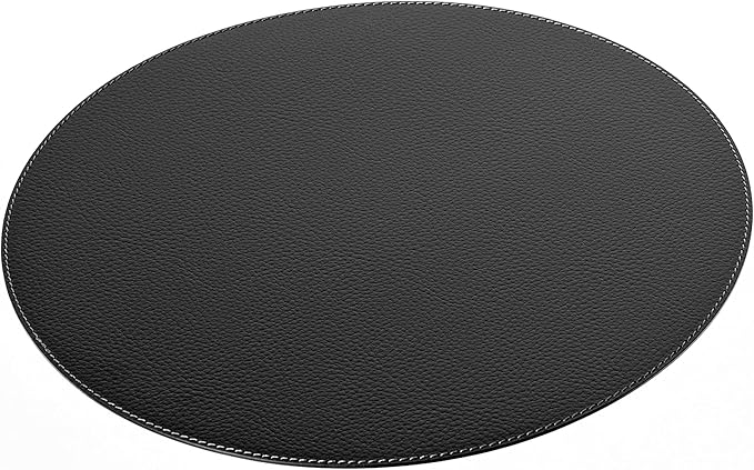 Nikalaz Round Placemats Set (Pack of 4) Recycled Leather Table Mats 15 inches, Kitchen Dining Table Decor by Nikalaz (Black)