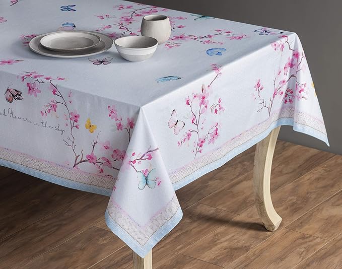 Maison d' Hermine Table Cloth Rectangle Table 100% Cotton 70 x 120 Inches Tablecloth Reusable Decorative for Dining Room Farmhouse Home Valentines Day Decorations Spring Summer - Blossoms in Spring