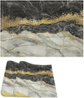 Marble Linen Place Mats Set of 2, 12x17 Inch Modern Luxury Texture Black Grey Gold Marble Washable Fabric Non-Slip Placemats for Home Dining Table Banquets Party Kitchen Decoration