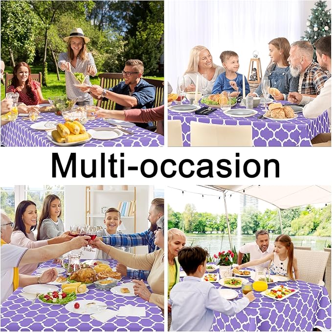 Smiry Rectangle Table Cloth, Waterproof Vinyl Tablecloth with Flannel Backing for Rectangle Tables, Wipeable Spillproof Plastic Tablecloths for Dining, Camping and Indoor (60"x120", Lavender)