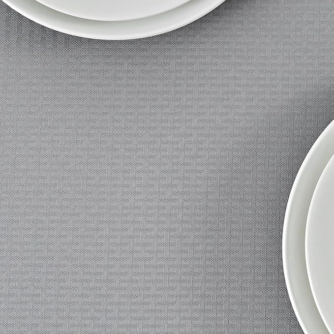 maxmill Rectangle Tablecloth Weaved Texture Design Water Resistant Wrinkle Free Spill-Proof, Soft Table Cloth for Dining Room Decoration, Banquet Parties Holiday Dinner, 52 x 84 Inch Light Grey