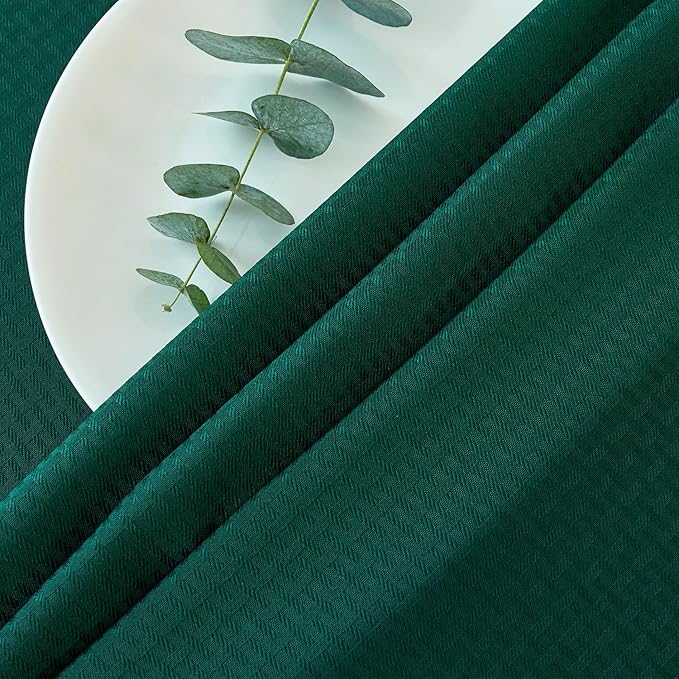 maxmill Square Tablecloth Water Resistance Antiwrinkle Spill Proof Weaved Texture Pattern Table Cloth, Christmas Decorative Fabric Table Cover for Parties, Holiday Dinner, 70 x 70 Inch, Hunter Green
