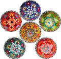 BCS Ceramic Pinch Bowls Set of 6, Small Bowls for Dipping - Cooking Prep & Charcuterie Board, Soy Sauce Dish, Multicolor Handmade Decorative Serving Dishes (3.2'' - 3 oz)