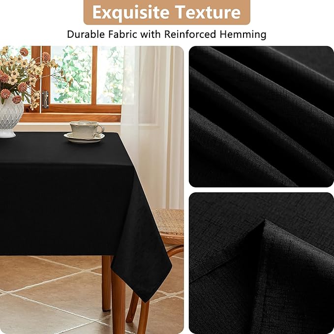Fabric Black Rectangle Table Cloth for 8 Foot Rectangular Table Textured Stain Resistant & Wipeable Tablecloth Easy Clean for Dining Banquet Party 54 x 108 Inch