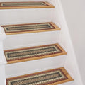 Homespice Chester Jute Braided Stair Treads for Wooden Steps, Country Cabin Decor, Set of 13, Red 8x28 Rectangle Rug for Stairs - Easy to Clean, Tightly Stitched and Durable