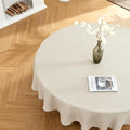 BALCONY & FALCON Round Tablecloth Washable Wrinkle Resistant and Water Proof Table Cloth Decorative Linen Fabric Tablecloths for Dining Parties Kitchen Wedding and Outdoor Use (Beige, 107" Round)