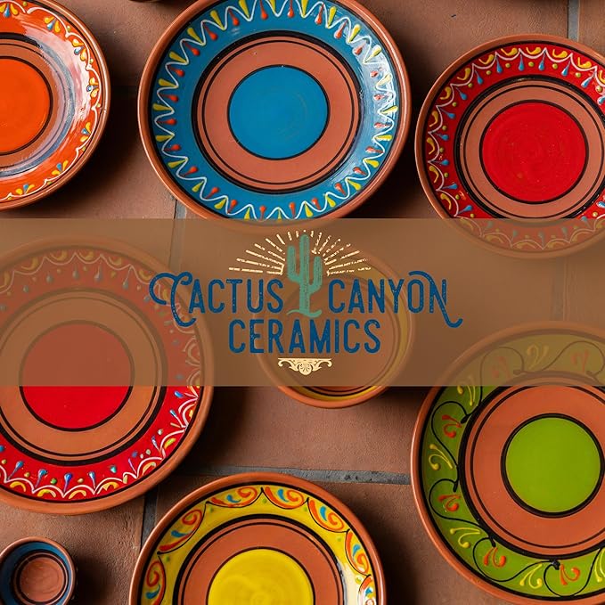 Cactus Canyon Ceramics Salsa Bowls - Spanish Terracotta Multicolor Decor - Small Serving Bowl (European Size), Festive Dinnerware 5 Piece Set - Dishwasher & Microwave Safe