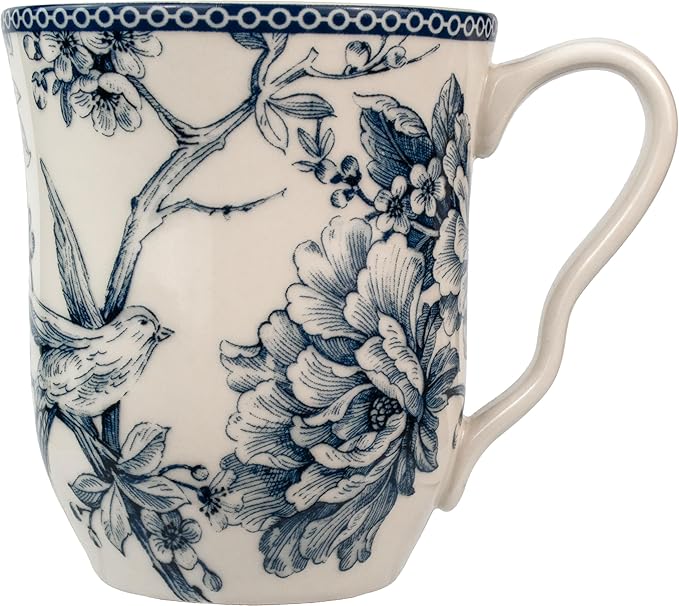222 Fifth Adelaide 16-Piece Square Floral Dinnerware Set – Service for 4, Blue & White Porcelain Plates & Bowls, for Everyday Dining & Entertainment, Microwave & Dishwasher Safe, Chip Resistant