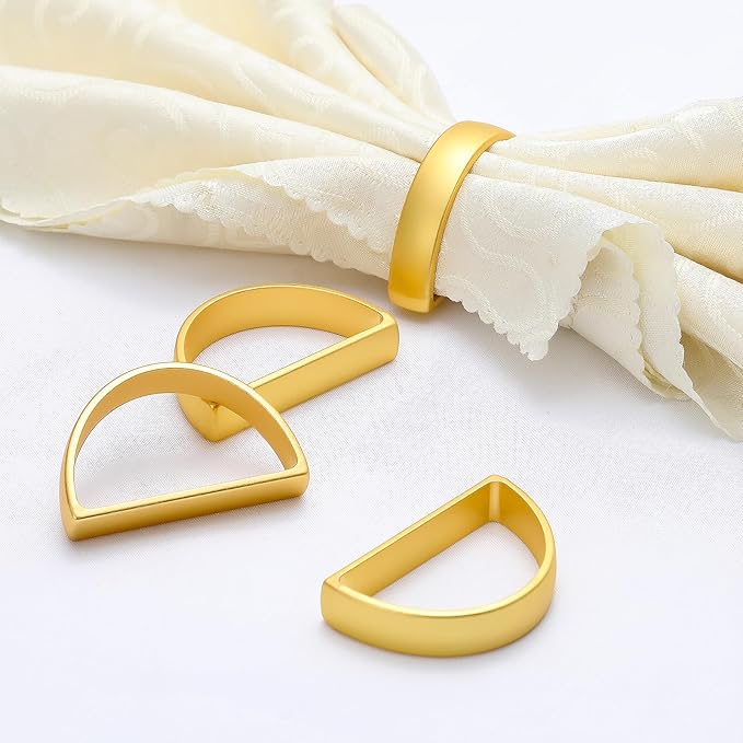 KPOSIYA Napkin Rings Set of 48, Matte Gold Napkin Rings Bulk for Table Settings, D-Shape Napkin Holders Rings for Dinner Table Decor, Easter, Fall,Thanksgiving, Christmas, Party,（Matte Gold，48 pcs）