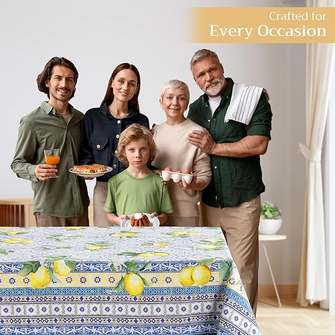 Maison d' Hermine Table Cloth Square Table 100% Cotton 60 x 60 Inches Tablecloth Reusable Decorative for Dining Room Farmhouse Home Valentines Day Decorations Spring Summer - Citrus