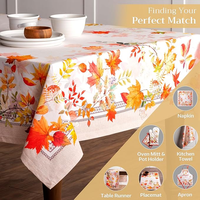 Maison d' Hermine Table Cloth Rectangle Table 100% Cotton 70 x 108 Inches Fall Tablecloth Reusable Everyday Use for Thanksgiving Christmas Decorations Dining Farmhouse Party (Amarante)