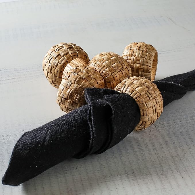 Lightnpro Natural Rattan Decorative Napkin Rings Set of 12, Serviette Napkin Rings Bulk for Party Decoration, Table Top Décor for Dinning Table, Everyday, Christmas, Easter Family Gatherings