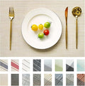 Placemats Set of 8 Vinyl/Plastic Woven Place Mats for Kitchen Table Indoor/Outdoor Washable Placemat Wipeable Dining Table Mats (Beige,8)