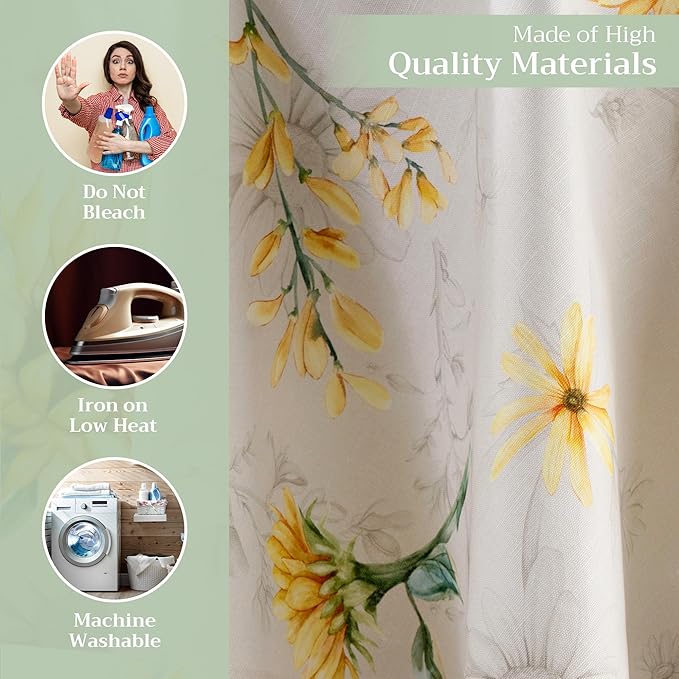 Maison d' Hermine Table Cloth Round Table 100% Cotton 69 Round Inches Tablecloth Reusable Decorative for Dining Room Farmhouse Home Valentines Day Decorations Spring Summer - Candice