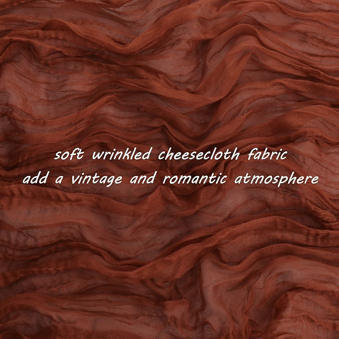 12 Pack 10Ft Cheesecloth Boho Gauze Table Runner - 35x120 Inch Rustic Cheese Cloth Long Romantic Table Runner for Wedding Bridal Shower Birthday Party Decor (Terracotta)