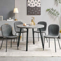 Round Dining Table Set for 4 with PU Leather Chairs - Modern Kitchen Table and Chairs Set for Small Spaces - Dark Grey