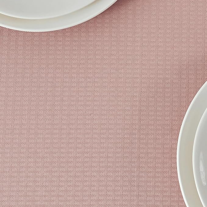 maxmill Tablecloth Weaved Texture Stain Resistant Waterproof, Wrinkle Resistant Washable Table Cloth, Fabric Table Cover for Dining Room, Indoor Outdoor Use, Rectangle 70 x 120 Inch, Pale Blush
