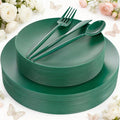 EI 150pcs Green Plastic Plates,Green Disposable Plates Heavy Duty,Fancy Plastic Dinnerware Set,Dinner Plate for Party,Picnic,Birthday,Wedding Afternoon Tea Spring