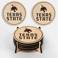 LazerEdge Texas State Bobcats Wooden Coaster Set - Maple Wood - Officially Licensed Product - 4-Pack