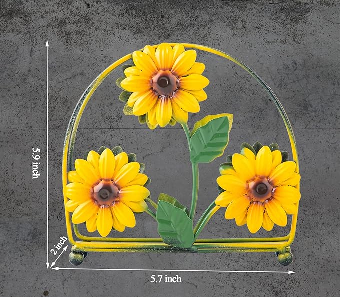 Napkin Holder For Table Sunflower Farmhouse Napkins Holder Cocktail Black Rustic Napkin-Holder For Kitchen