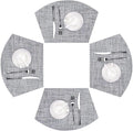 SHACOS Wedge Placemats Set of 4 Small Round Table Placemats Woven Vinyl Place Mats Non Slip Round Table Mats Wipe Clean, Gray White