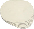 Noctiflorous Oval Braided Placemats Set of 6 Woven 12x18 Inch Non Slip Washable Heat Resistant Place Mats Round Tablemats for Dining Kitchen Party Daily Table Decor Dinner Mats (Solid Beige White, 6)
