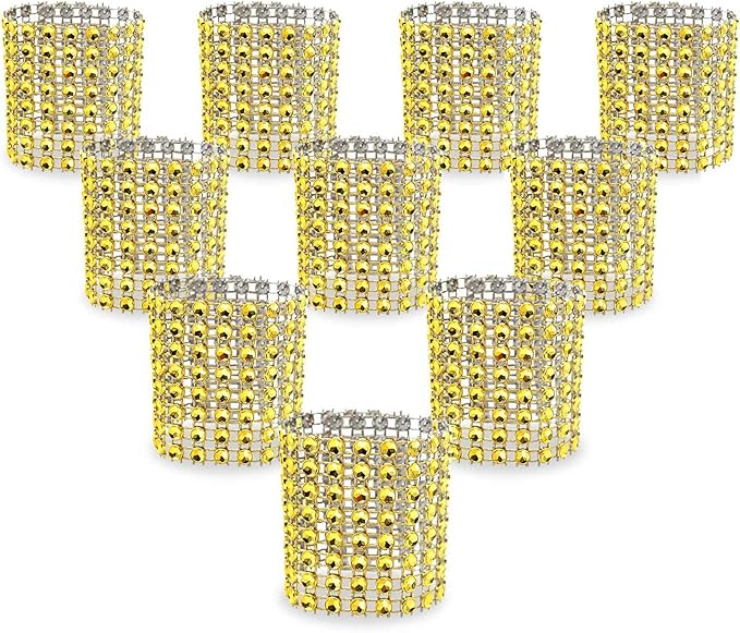KPOSIYA Napkin Rings, Pack of 60 Rhinestone Napkin Rings Diamond Adornment for Place Settings, Wedding Receptions, Dinner or Holiday Parties, Family Gatherings (60, Gold)