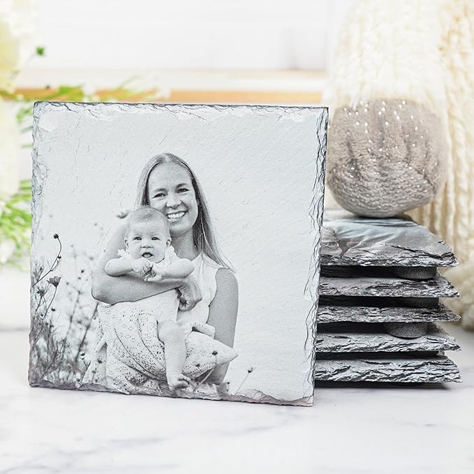 Blue Ridge Mountain Gifts - Custom Coasters Printed with Your Photos, Mothers's Day Present, Thoughtful Keepsake for New Mom, New Mom and Dad Gift of Newborn Photoshoot, Personalized Slate Coasters