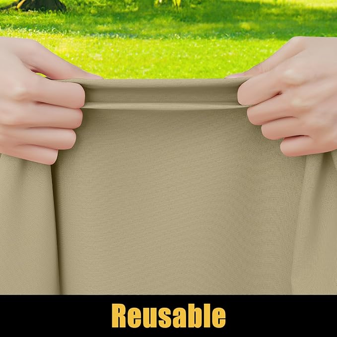 Smiry Rectangle Picnic Table Cloth, Waterproof Elastic Fitted Tablecloths for 4 Foot Tables, Washable Polyester Table Cover for Camping, Indoor and Outdoor (Taupe, 30"x48")
