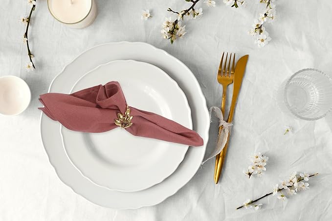 Accent Home 100% Cotton Napkins, Delicate Cloth Napkins for Dinners, Parties and Weddings，18 x 18 Inch Set of 6 - Blush