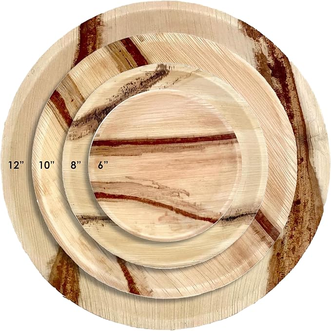 NEATtable Palm Leaf Plates | Disposable & Compostable | Eco Friendly & 100% Natural | Great for Outdoor Events, Weddings, Parties, Barbecues | 8-inch Round Plate, Pack of 25