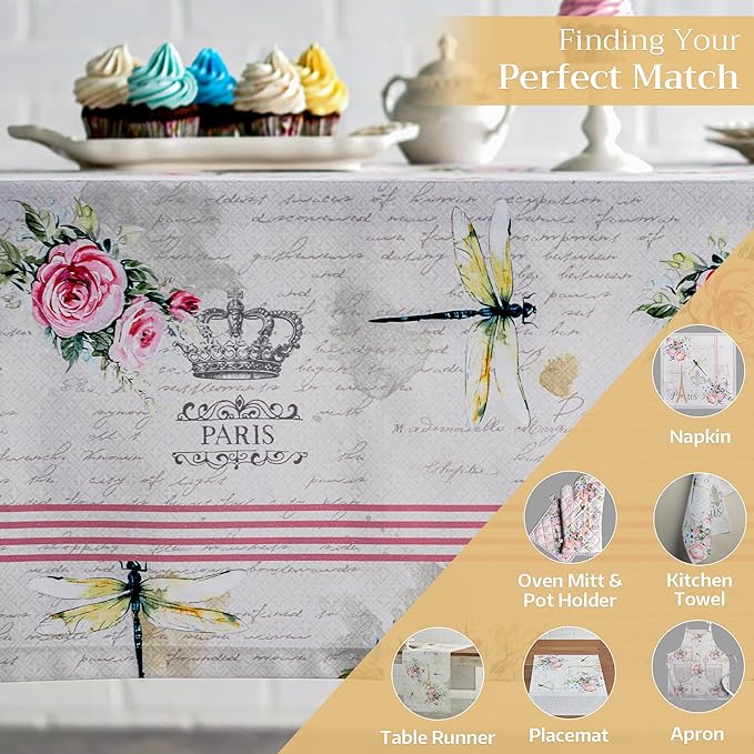 Maison d' Hermine Table Cloth Rectangle Table 100% Cotton 60 x 90 Inches Tablecloth Reusable Decorative for Dining Room, Farmhouse, Home, Party, Festive & Wedding Spring Summer - Champ De Mars