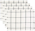 Sticky Toffee Woven Cotton Placemats Set of 4, Cream Farmhouse Plaid, 14 x 19 in, Washable Table Mats for Kitchen or Dining Table