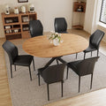 43.2"-59.1" Extendable Dining Table Set with Metal Legs, Wooden Round Kitchen Table for 4-6 Person, Oak Coffee Table w/Easy-Clean Tabletop