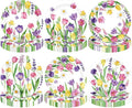 Umigy 120 Pcs Summer Tulip Floral Paper Plates 7 Inch Floral Party Decoration Plates, Summer Wild Flower Disposable Decorative Tableware for Birthday Wedding Baby Shower Tea Party Bridal Shower